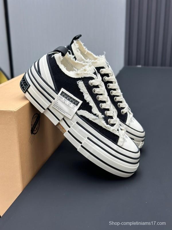 2025 Unisex XVESSEL Black White Canvas Plimsolls Vulcanized Shoes AS00240