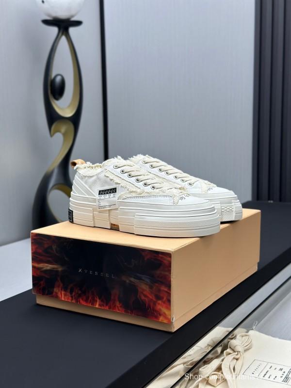 2025 Unisex XVESSEL White Canvas Plimsolls Vulcanized LY00360
