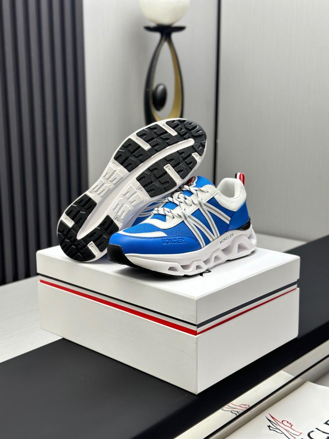 2025 Unisex Moncler Blue White Nylon Mesh Trailgrip GTX Trail Running Shoes KFY00390