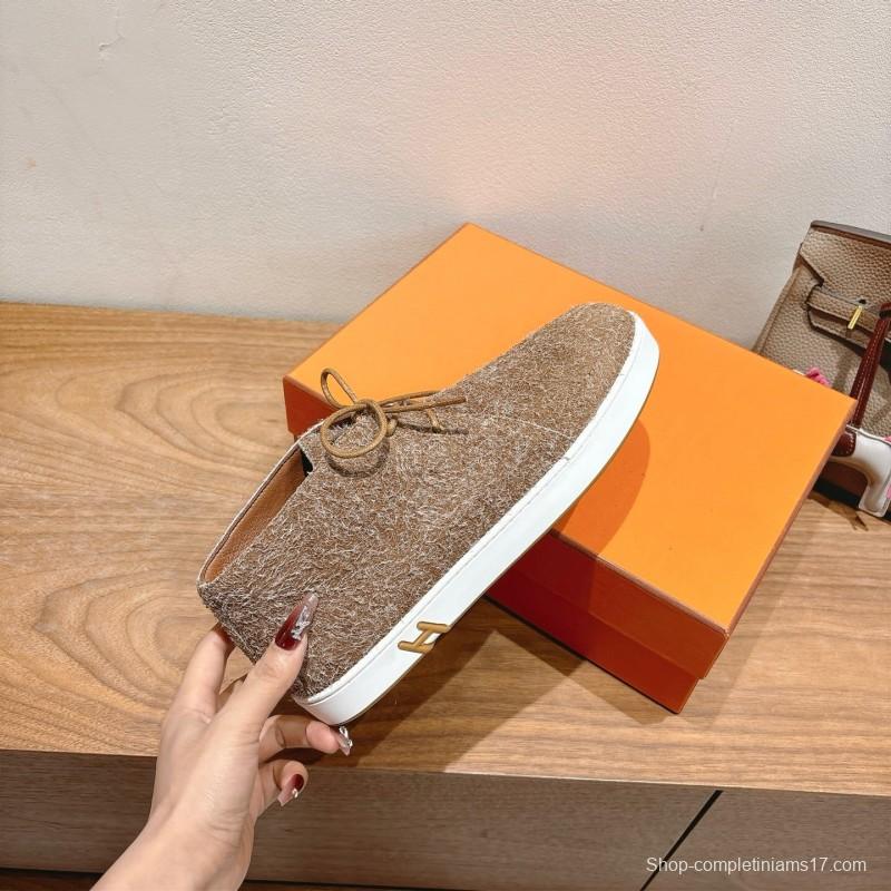 2025 Unisex Hermès Brown Tan Wool Chukka Boots AS00380