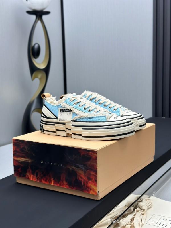 2025 Unisex XVESSEL Light Blue White Canvas Plimsolls Vulcanized AS00240