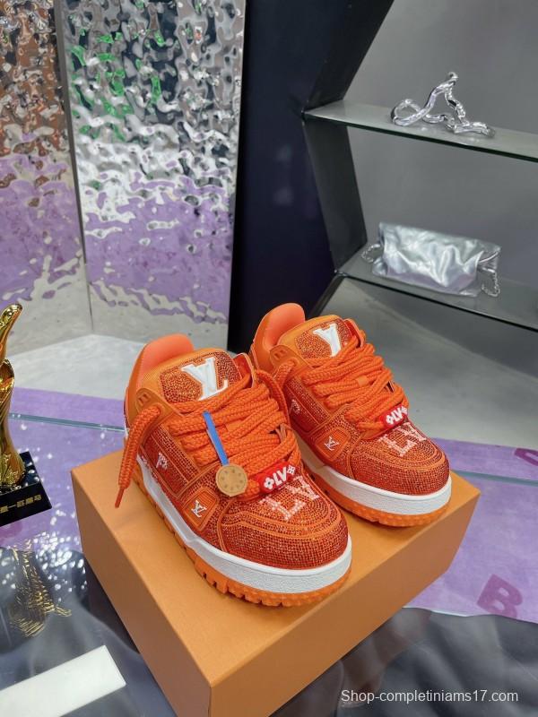 2025 Unisex Louis Vuitton Orange Crystal Plimsolls Bing Bing AS00420