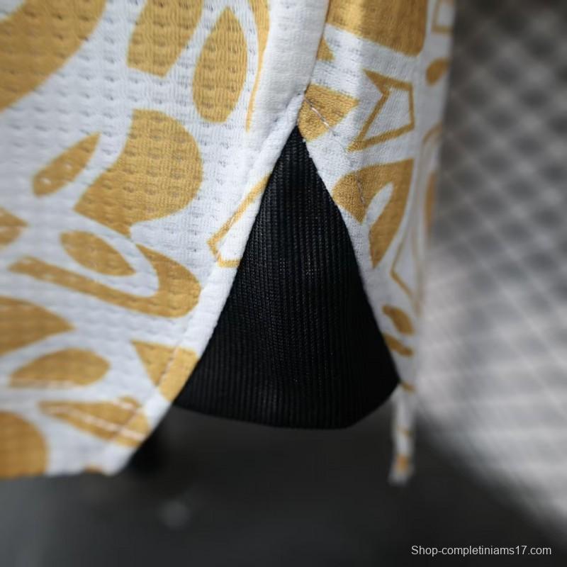 Player Version 25/26 FC Palestine White with Golden Floral Pattern Jersey