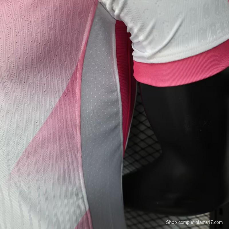 Player Version 25/26 FC Barcelona Pink White with Diagonal Stripe Pattern Jersey