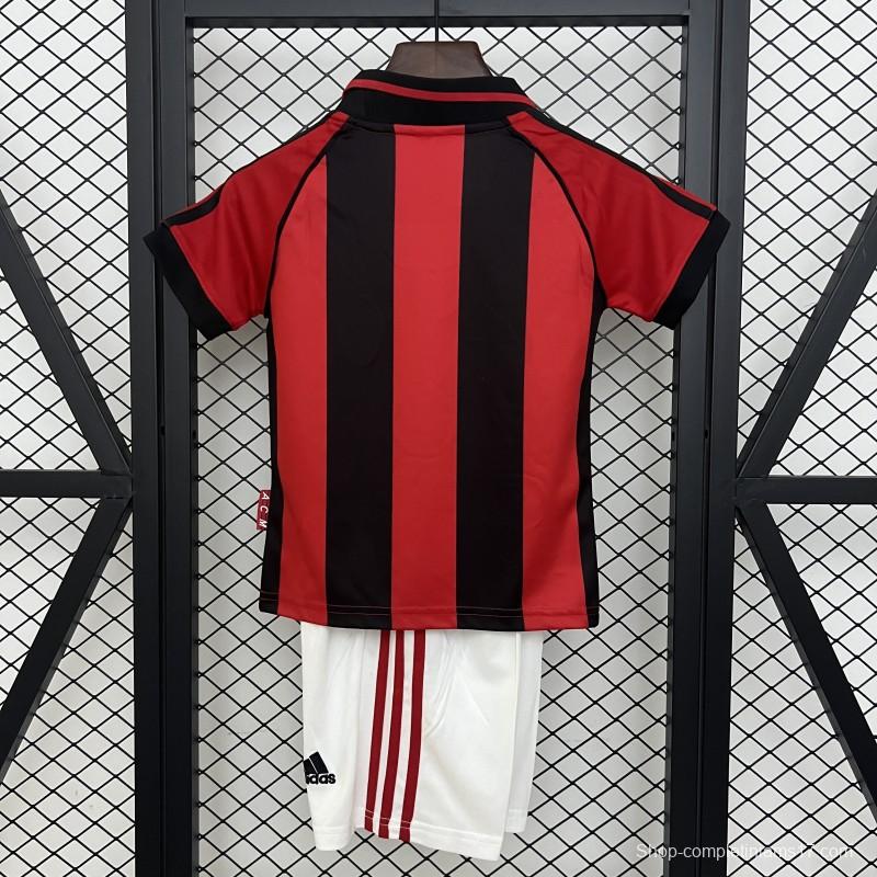 Retro 98/99 Kids AC Milan Home Size 16-28 Jersey