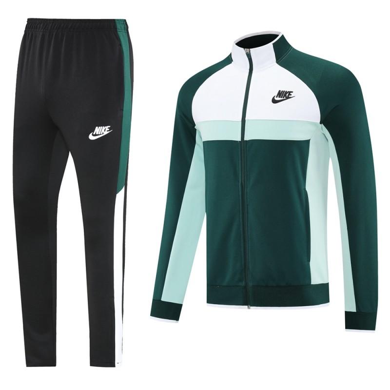 2025 Nike Green/White Full Hoodie Zipper Jacket +Long Pants