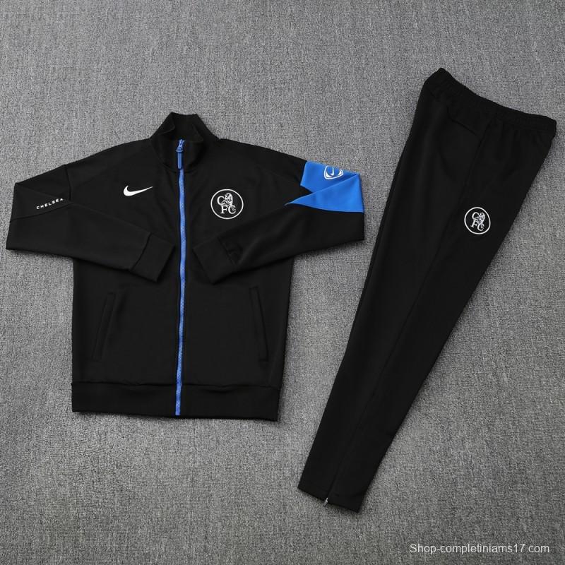 25/26 Chelsea Black/Blue Full Zipper Jacket +Long Pants