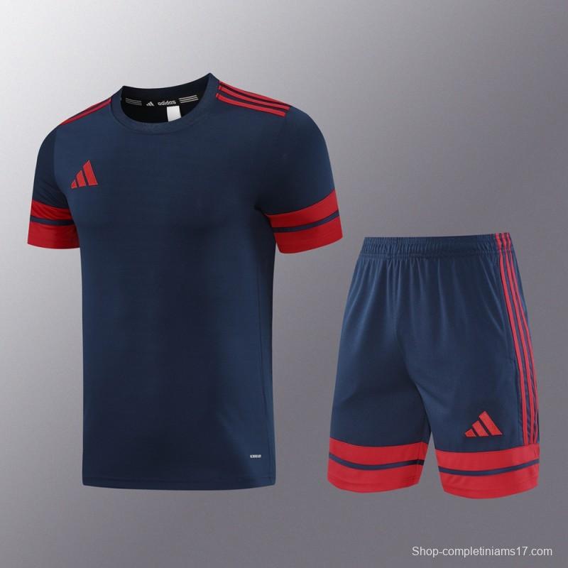 2025 Adidas Black/Red Short Sleeve Jersey+Shorts