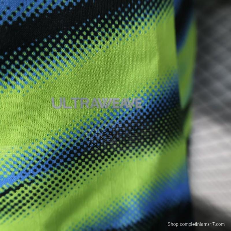 Player Version 25/26 Olympique de Marseille Neon Green Blue Black Gradient Stripe Jersey