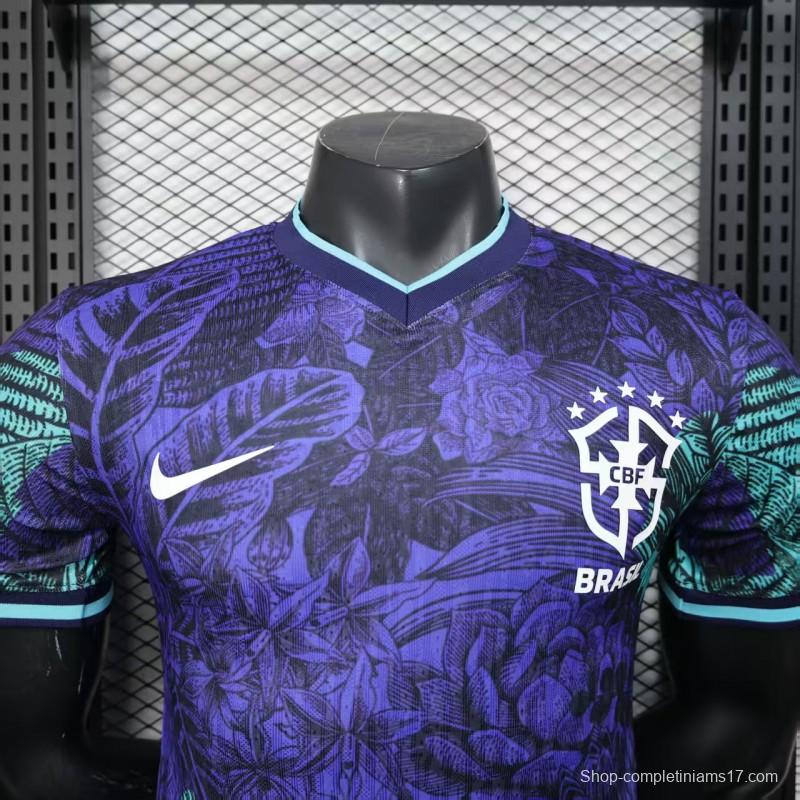 Player Version 2025 Brazil Purple with Tropical Leaf Pattern Jersey