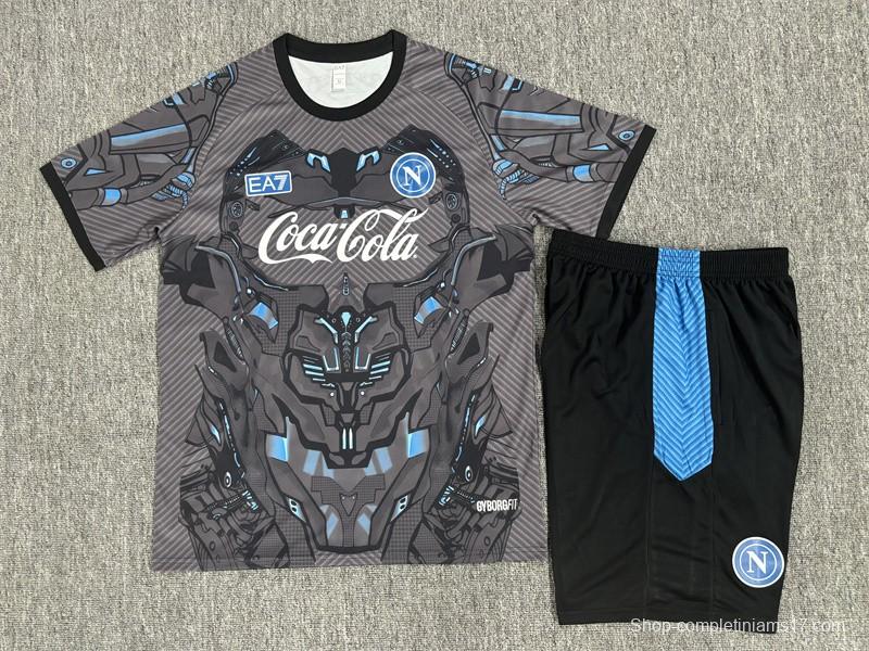 25/26 Kids Napoli Black Grey Camouflage Short Sleeve+Soccer Shorts