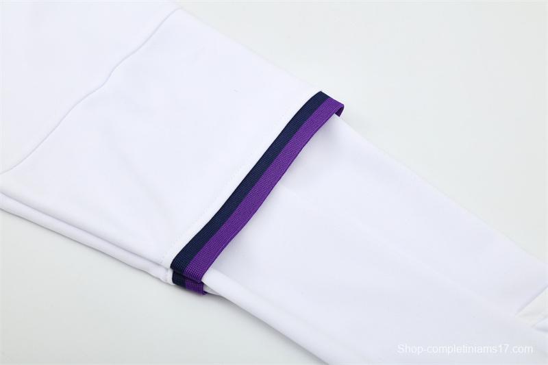 Retro 16/17 Real Madrid White Half Zipper Jacket+Long Pants