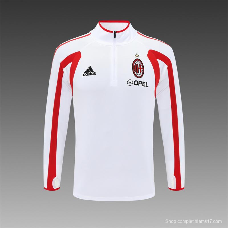 Retro 05/06 AC Milan White Half Zipper Jacket+Long Pants