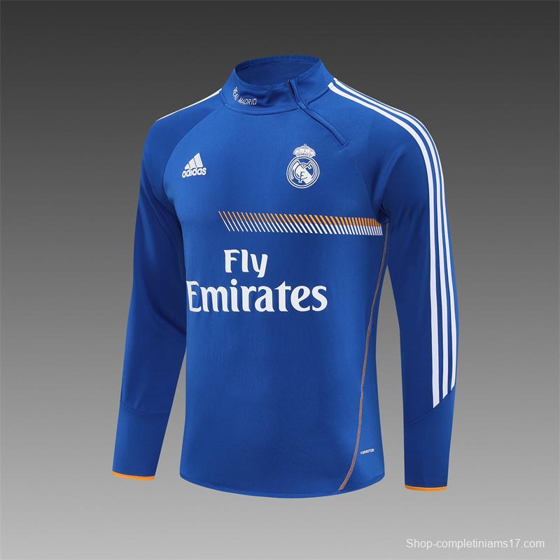 Retro 13/14 Real Madrid Color Blue Half Zipper Jacket
