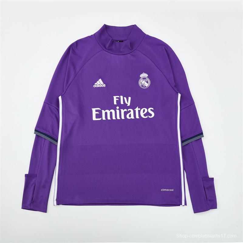 Retro 16/17 Real Madrid Purple Half Zipper Jacket+Long Pants