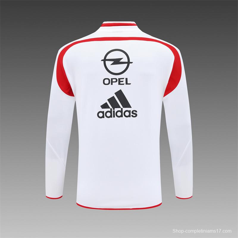 Retro 04/05 AC Milan White Half Zipper Jacket+Long Pants