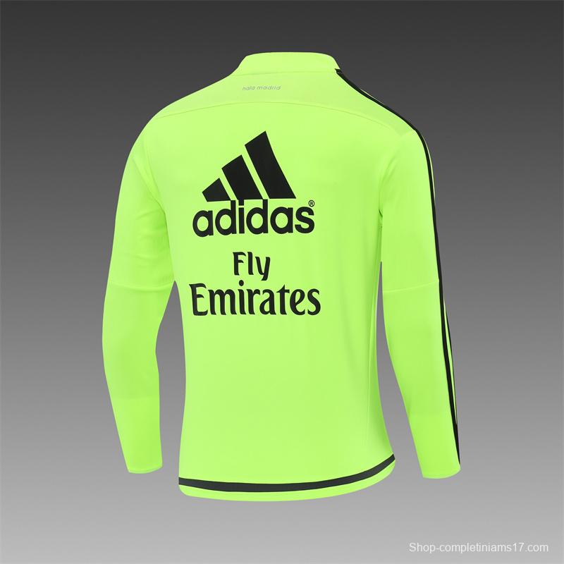Retro 15/16 Real Madrid Fluorescent Green Half Zipper Jacket