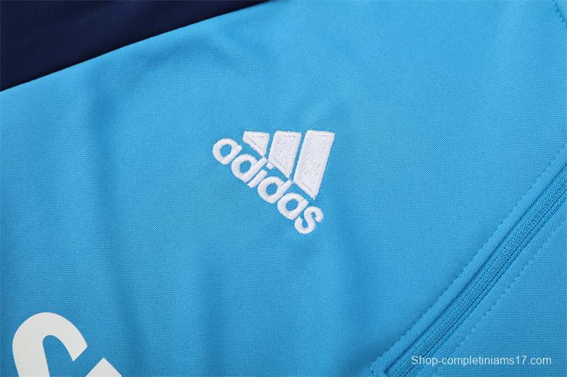 Retro 05/06 Real Madrid Light Blue Half Zipper Jacket+Long Pants