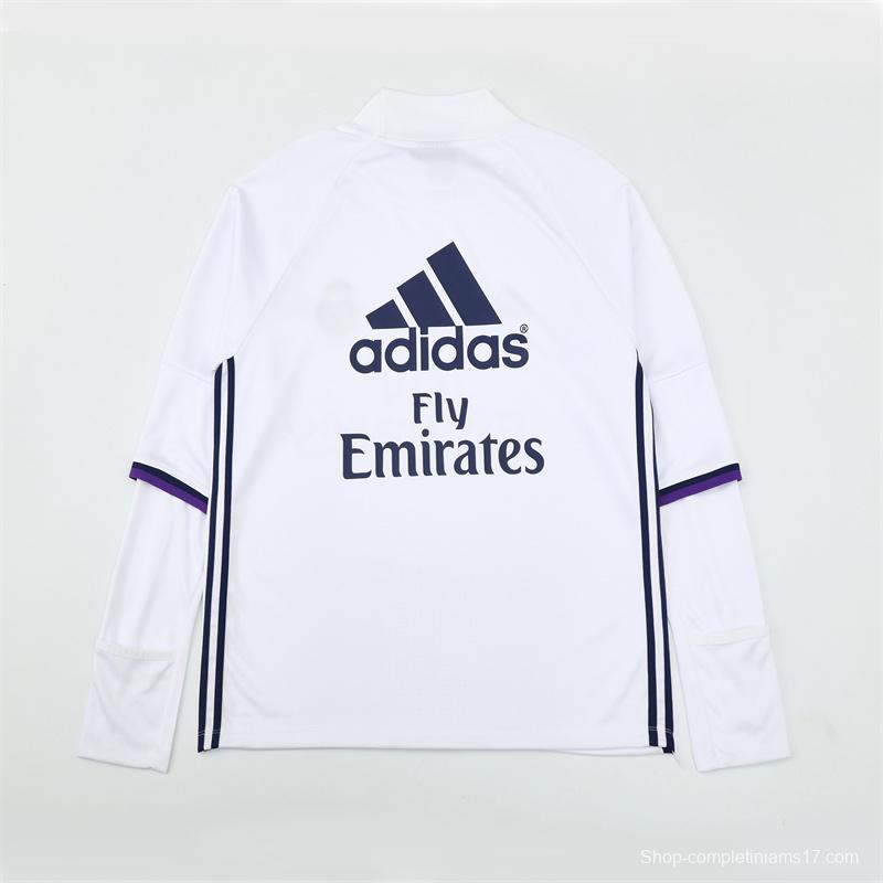 Retro 16/17 Real Madrid White Half Zipper Jacket