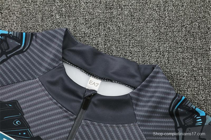 25/26 Napoli Black Grey Camouflage Half Zipper Jacket+Long Pants