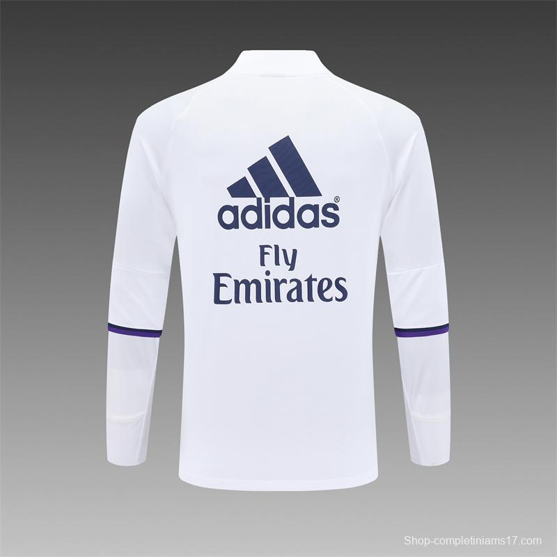 Retro 16/17 Real Madrid White Half Zipper Jacket