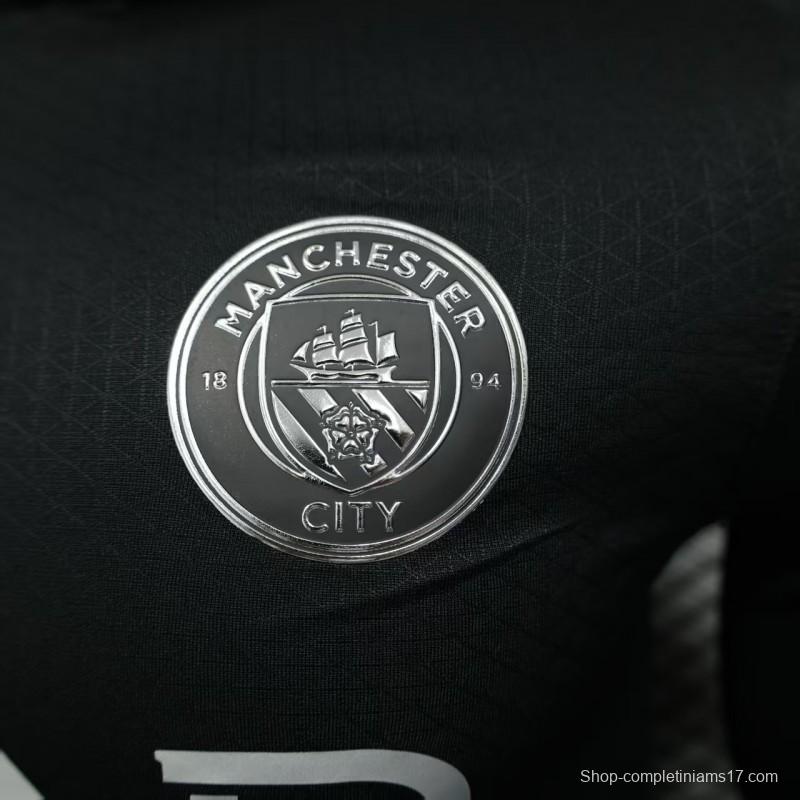 Player Version 25/26 Manchester City Away Long Sleeve Black Jersey