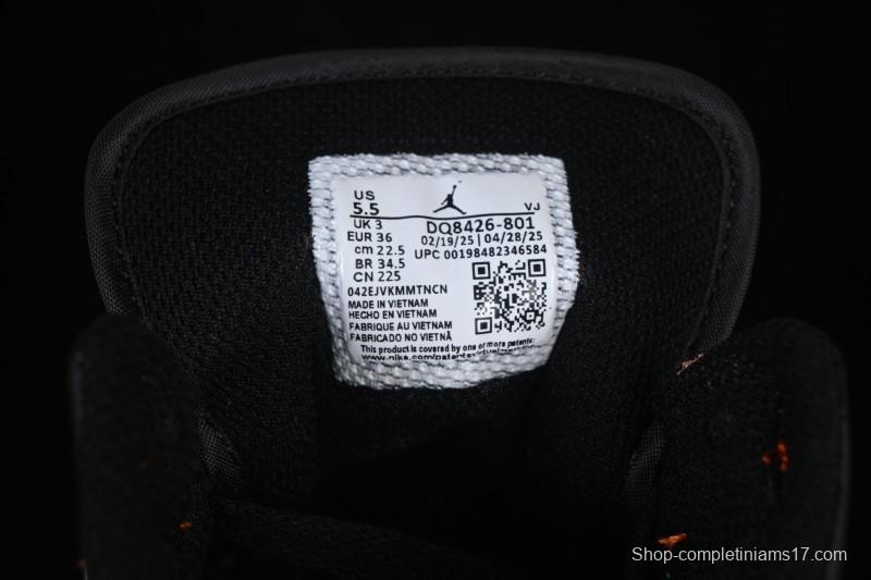 Nike Air Jordan 1 Mid AJ1 Mid-Top Casual Sneakers with Black White Orange Design - DQ8426-801