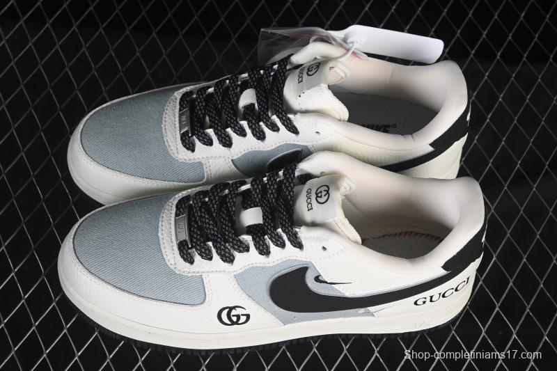 Nike Air Force 1'07 Low Gucci Collaboration White Gray Black Casual Sneakers - YF9511-808