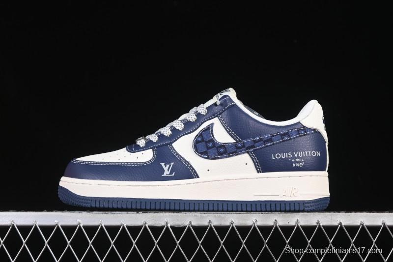 Nike Air Force 1 '07 Low LV Collaboration Navy Blue Cashew Flower Casual Sneakers - JP8028-009