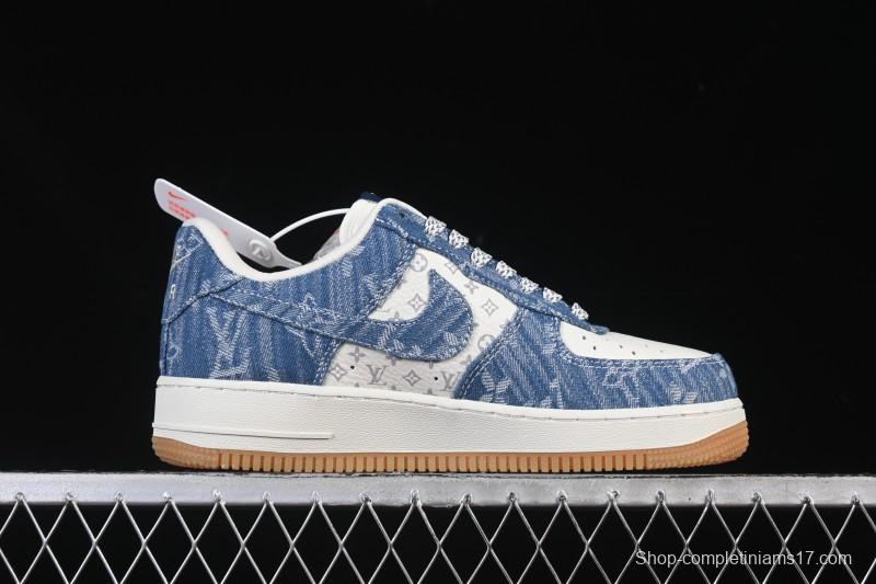 Nike Air Force 1'07 Low LV Collaboration White Denim Blue Casual Sneakers - YF9511-815