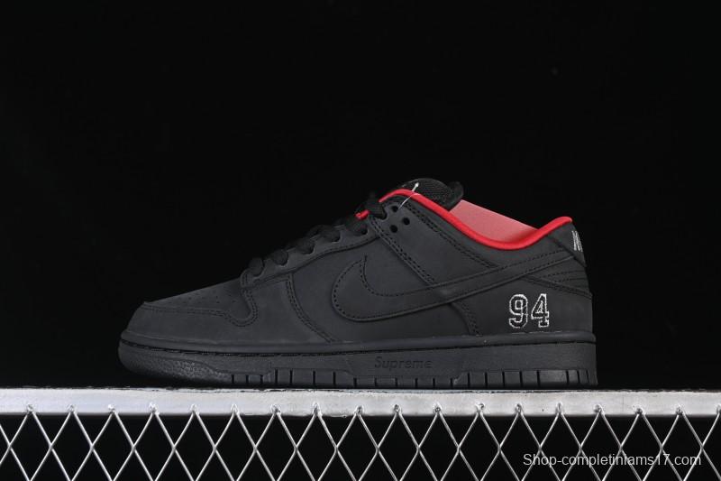 Nike Supreme x Nike SB Dunk Low Ocean Fog Limited Edition Black Warrior Low Top Casual Skate Shoes - HQ8487-001