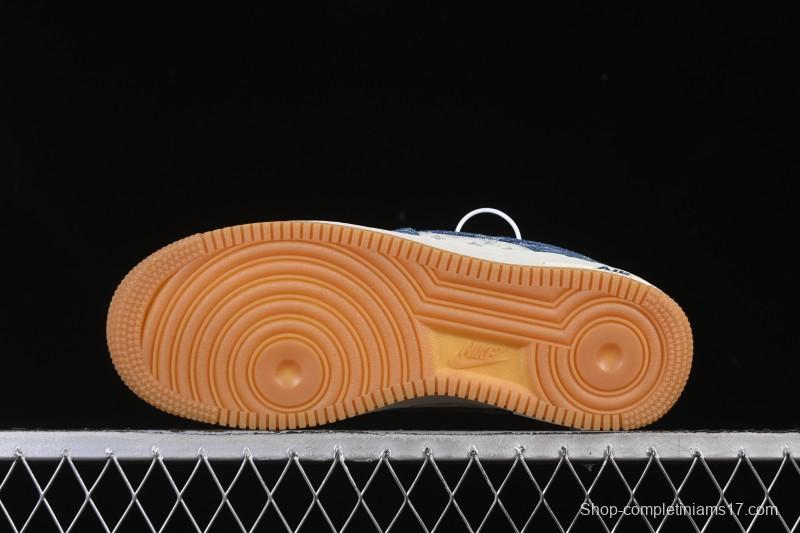 Nike Air Force 1 '07 Low LV Collaboration White Navy Blue Casual Sneakers - YF9511-813