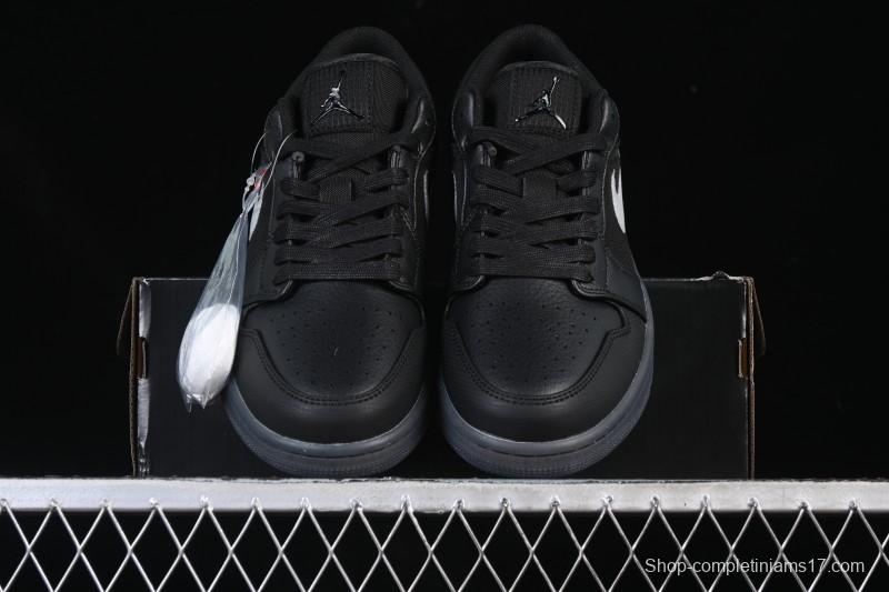 Nike Air Jordan 1 Low AJ1 Black White Canvas Patch Low Top Casual Basketball Shoes - HV5968-001