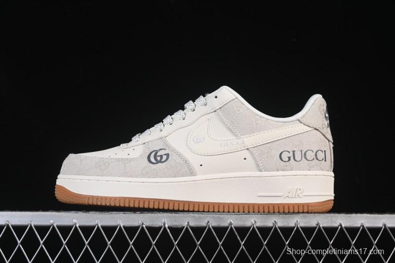 Nike Air Force 1 '07 Low Gucci Collaboration Smoke Grey Gum Low-Top Casual Sneakers - DK0188-084