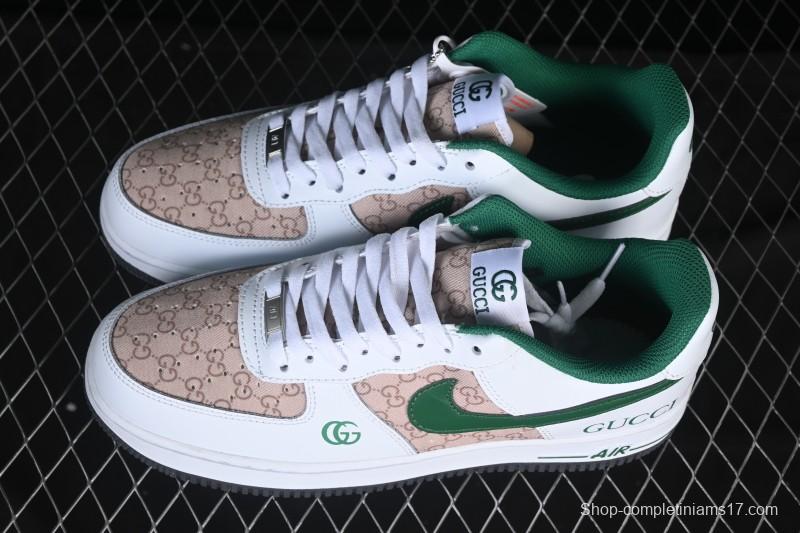 Nike Air Force 1 '07 Low Gucci Collaboration Pattern Grass Green Casual Sneakers - AH8462-004