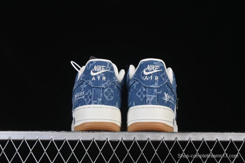 Nike Air Force 1 '07 Low LV Collaboration White Navy Blue Casual Sneakers - YF9511-813