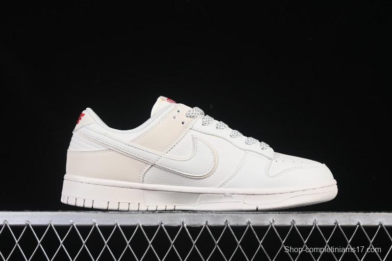 Nike SB Dunk Low Supreme Collaboration Off-White Red Swoosh Low-Top Casual Skate Shoes - CS1688-109