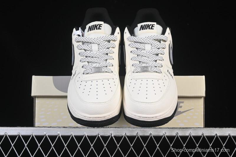 Nike Air Force 1'07 Low Beige Gray Black Letter Casual Sneakers - JS8028-018