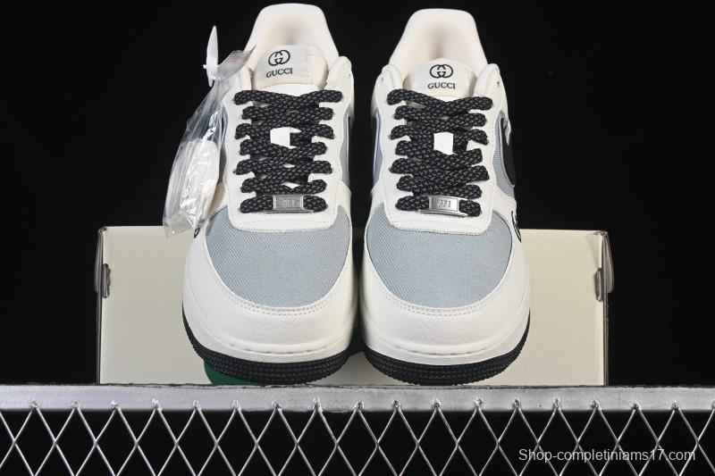 Nike Air Force 1'07 Low Gucci Collaboration White Gray Black Casual Sneakers - YF9511-808