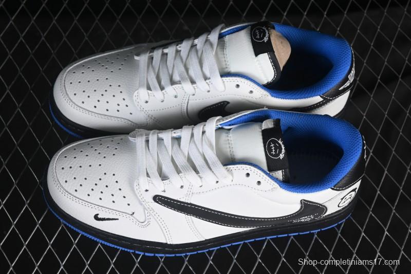 Nike Travis Scott x Fragment Design x Air Jordan 1 Low OG SP AJ1 Blue Swoosh Low-Top Casual Sneakers - DZ5899-027