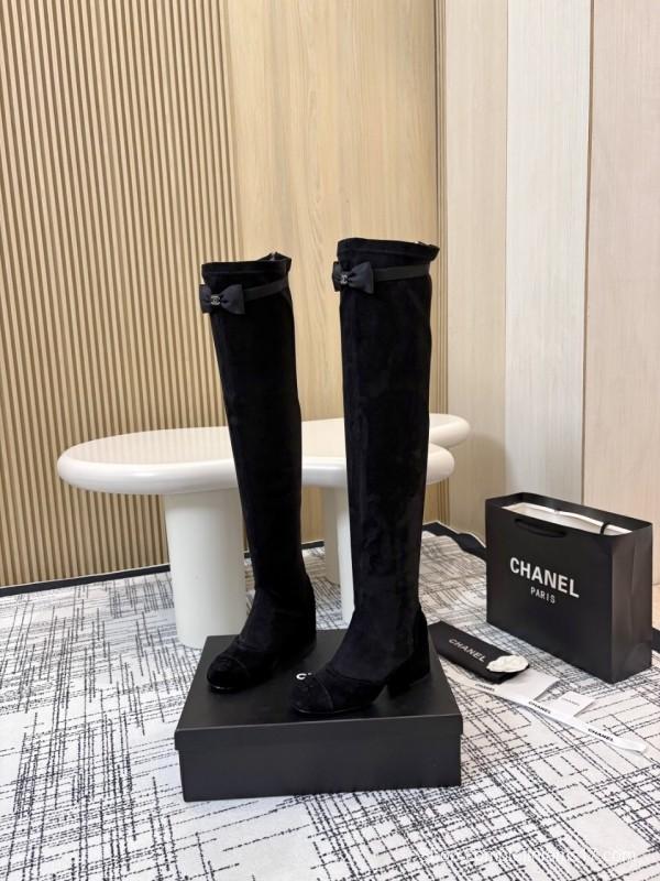 Chanel Classic Chunky Heel Back Zipper Long Boots - LY00360