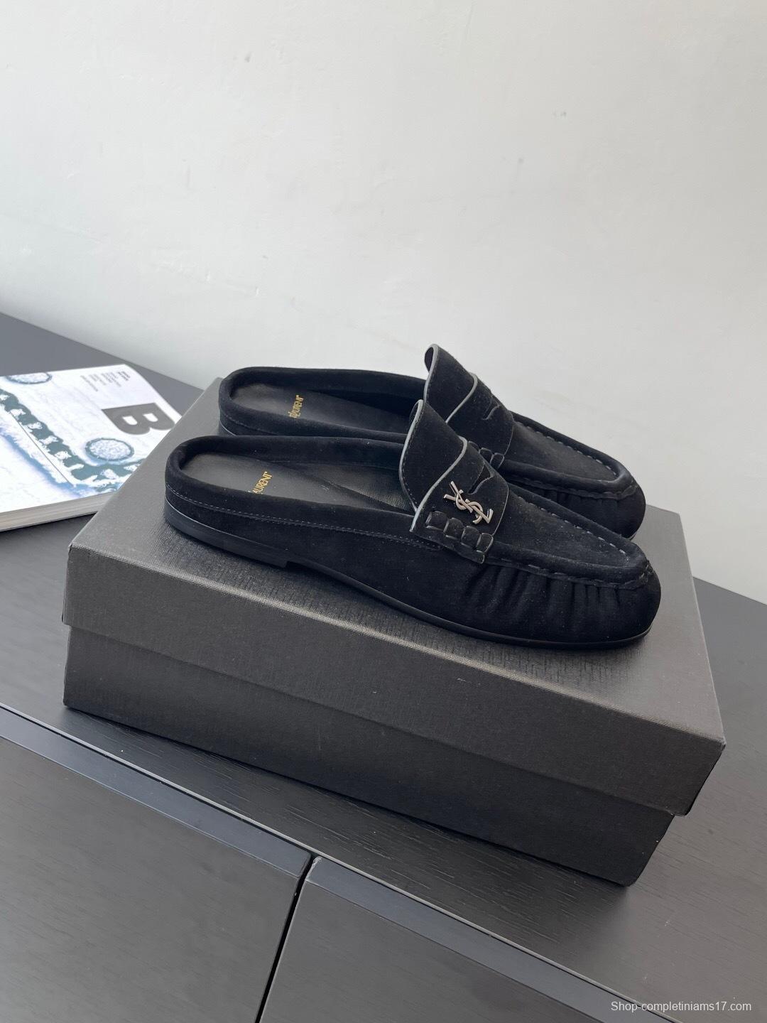 Saint Laurent Classic Loafer Mule Flat Shoes - KFY00320