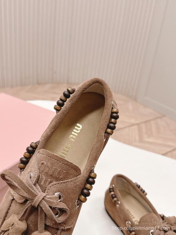 Miu Miu Fall/Winter 2025 Tassel Loafer Mule with Bead Accents - LY00330