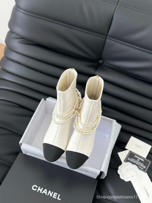 Chanel 2025/SS Haute Couture Pearl Collection Mary Jane Ankle Boots - LY00360