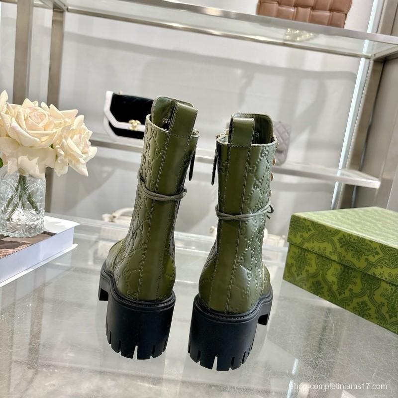 Gucci GG Lace-Up Ankle Boots in Calfskin - LY00380