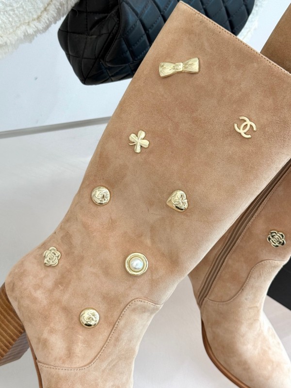 Chanel 25K Double C Metal Buckle High Heel Boots - KFY00530