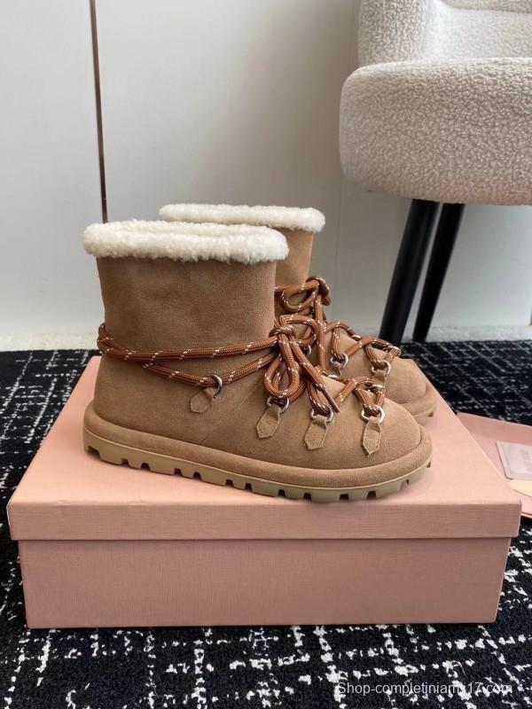 Miu Miu 2025 SS Lace-Up Snow Boots - AS00310