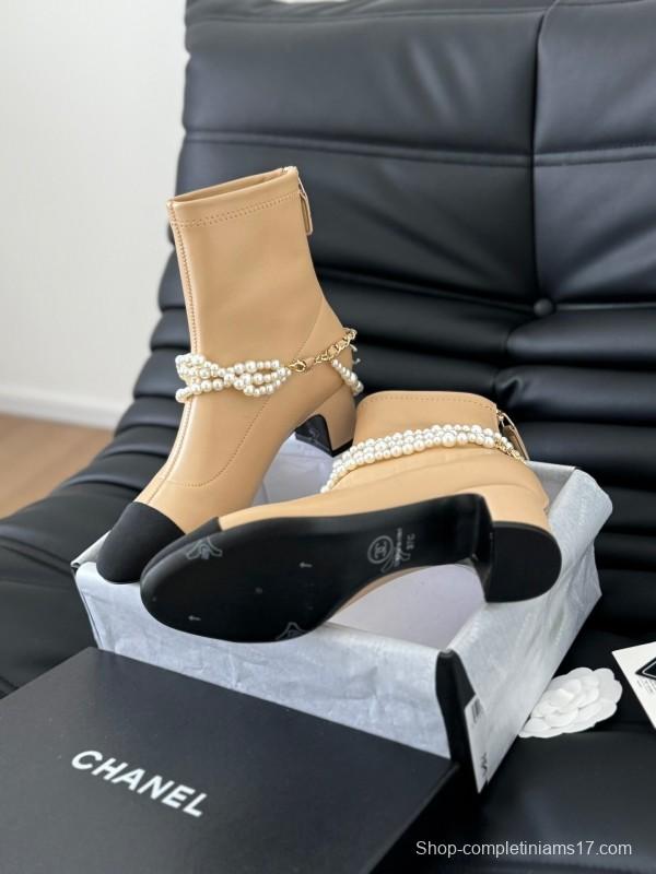 Chanel Pearl Collection Mary Jane Short Boots - LY00360