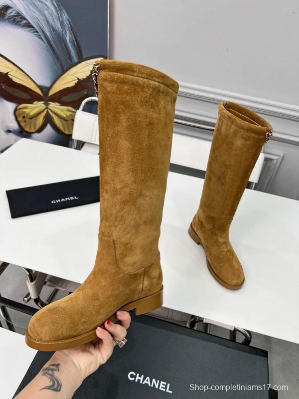 Chanel 2025/SS Quilted Leather Chain Four-Leaf Clover CC Flat Ankle Boots - LY00510