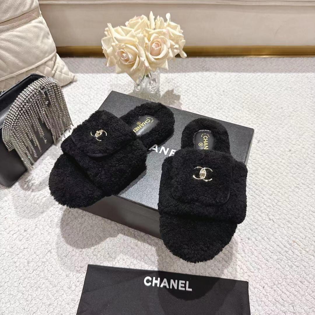 Chanel 2025/SS Slingback Lock Buckle Butterfly Fur Slippers - LY00250